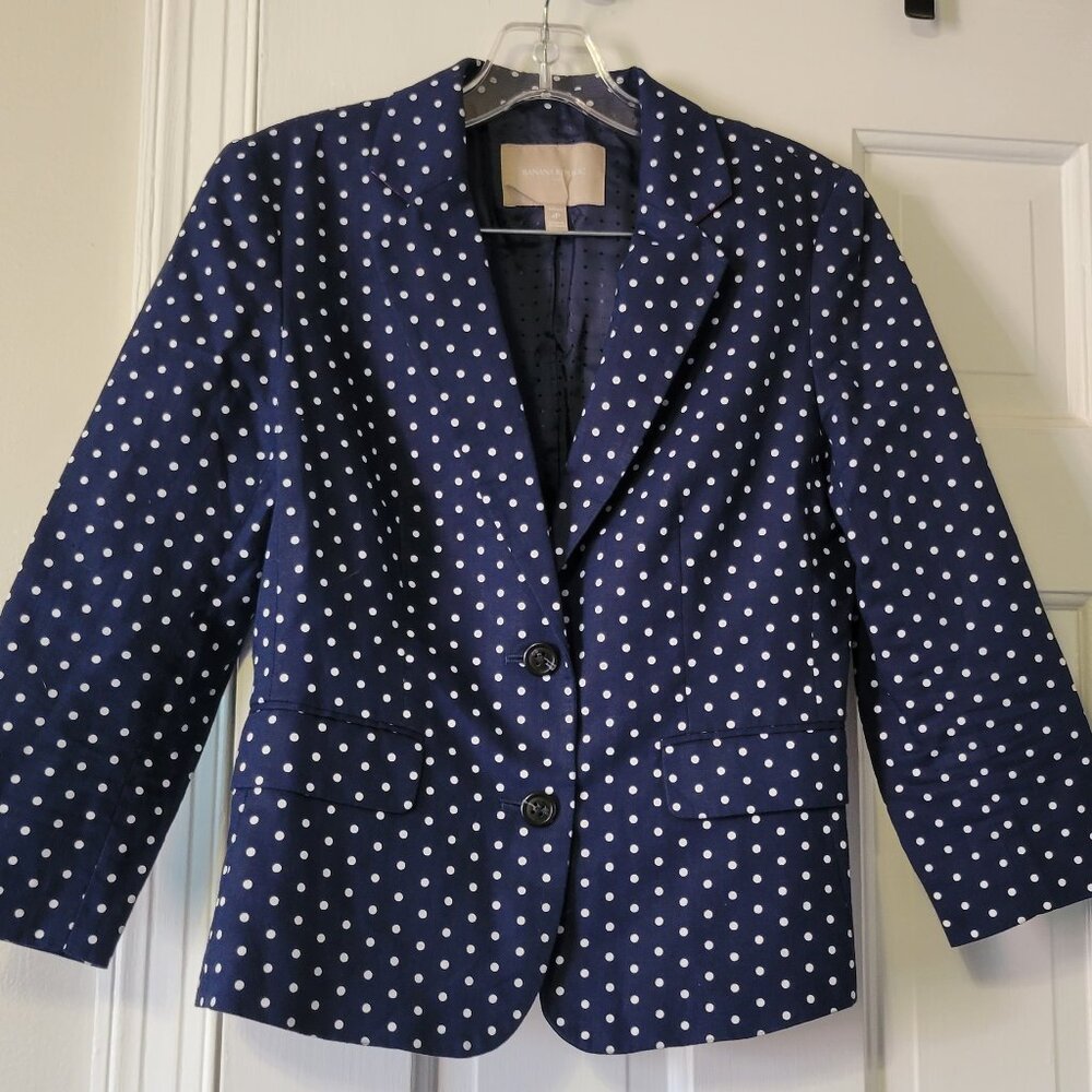 Banana Republic women’s Navy polka dot blazer Size 4P